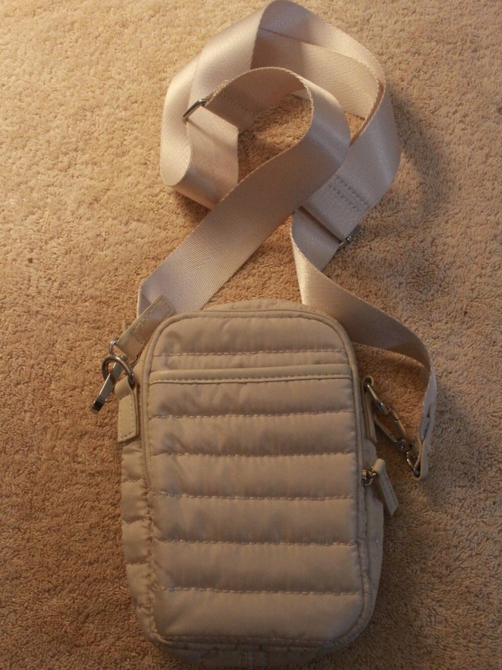 Cultivate Kindness Beige Quilted Crossbody Bag